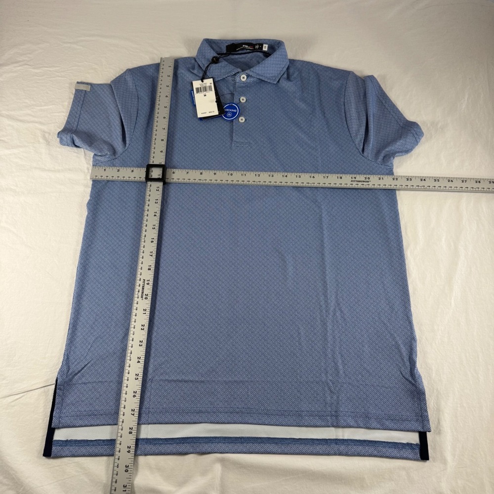 NWT RLX Ralph Lauren Men's Size M Blue Greek Key Performance Golf Polo Shirt - Picture 4 of 12